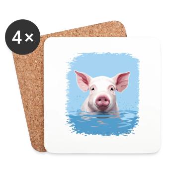 funny quote piglets present funny barbeque vegan - Untersetzer (4er-Set) - Weiß - Vorne