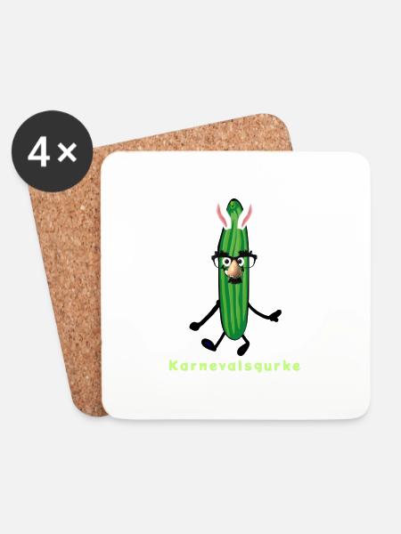 Karnevalsgurke, Gurke, karneval,hasenohren, helau - Untersetzer (4er-Set) - Weiß