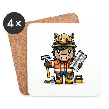 Cute Horse Construction Worker - Untersetzer (4er-Set) - Weiß - Vorne