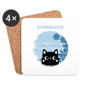 eisbader winterhart winterbader-katze im eisbad - Untersetzer (4er-Set) - Weiß - Vorne