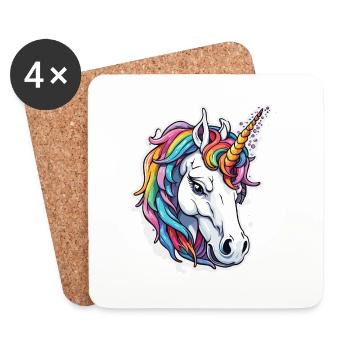 Einhorn / Fabelwesen / Märchen / Magie / Glitzer - Untersetzer (4er-Set) - Weiß - Vorne