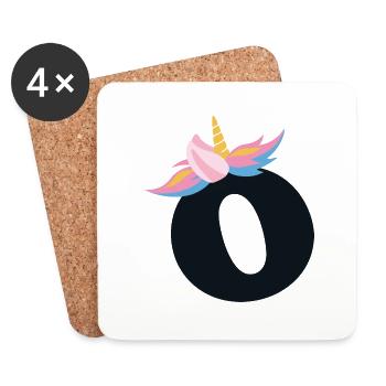 Unicorn Letter Rainbow Style "O" | be unique - Coasters (set of 4) - white - Front