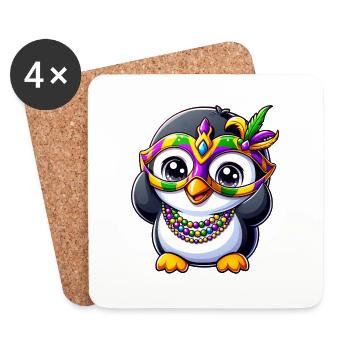 Fête des pingouins de Mardi Gras - Dessous de verre (lot de 4) - blanc - Devant
