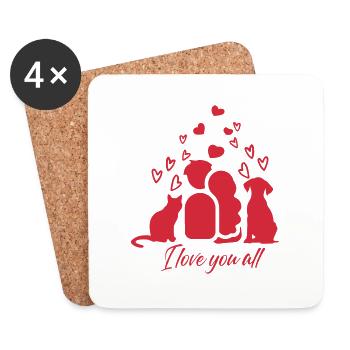 I love you all Tshirt, Kleidung Mode, Valentinstag - Untersetzer (4er-Set) - Weiß - Vorne