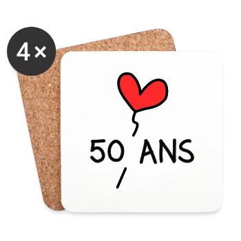 50. 50 JAHRE. 50-JÄHRIGES JUBILÄUM. 50-JÄHRIGES JUBILÄUM. - Untersetzer (4er-Set) - Weiß - Vorne