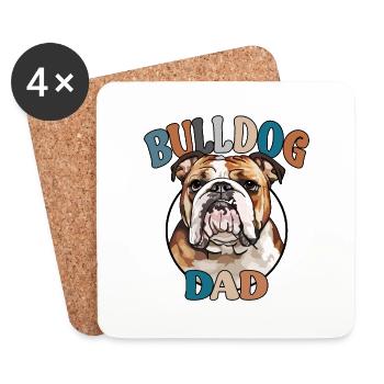 Bouledogue anglais papa chiens chien fête des pères Wilsigns - Dessous de verre (lot de 4) - blanc - Devant