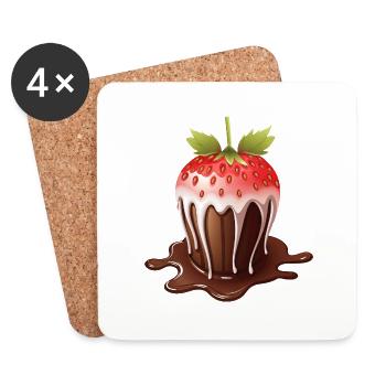 Skurrile Schokolade Erdbeere Fusion Design - Untersetzer (4er-Set) - Weiß - Vorne