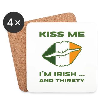 Kiss me I'm Irish and thirsty. - Coasters (set of 4) - white - Front