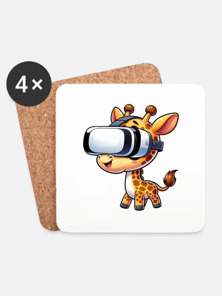 A Cool Giraffe with VR Headboard - Coasters (set of 4) - white