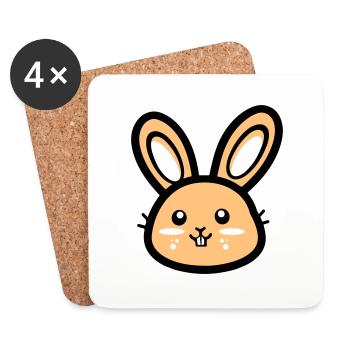 Hase Kopf Osterhase Icon Ostern - Untersetzer (4er-Set) - Weiß - Vorne