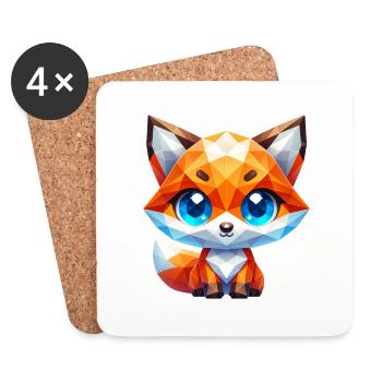 Cute Fox, Forest, Animals, Wilderness, Red Fox - Coasters (set of 4) - white - Front