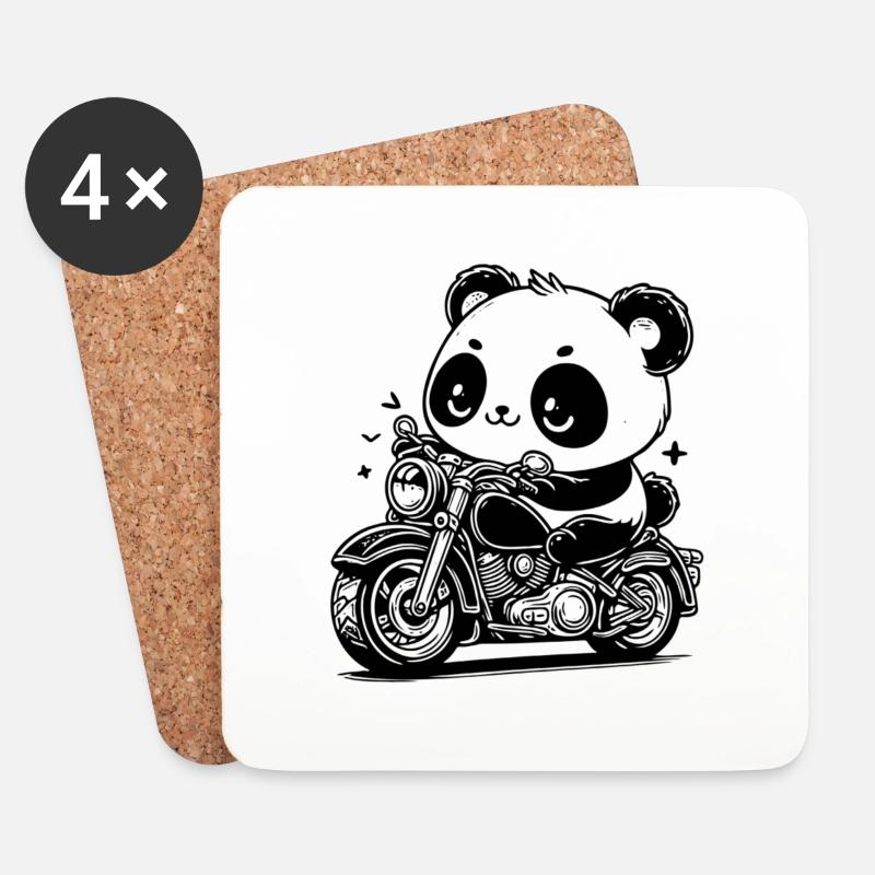 Panda Kawaii Moto - Untersetzer (4er-Set) - Weiß