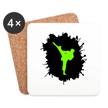 Blobs de karaté - Dessous de verre (lot de 4) - blanc - Devant
