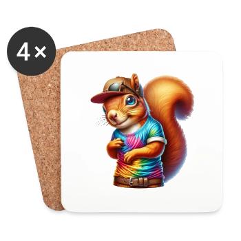 Farbenfrohes Cooles Sport Eichhörnchen Design - Untersetzer (4er-Set) - Weiß - Vorne
