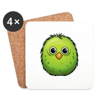 Kiwi enfantin dans le style anime - Dessous de verre (lot de 4) - blanc - Devant