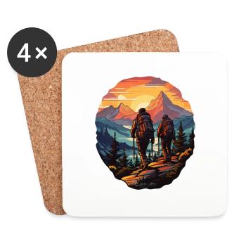 La randonnée en montagne comme passe-temps - Dessous de verre (lot de 4) - blanc - Devant