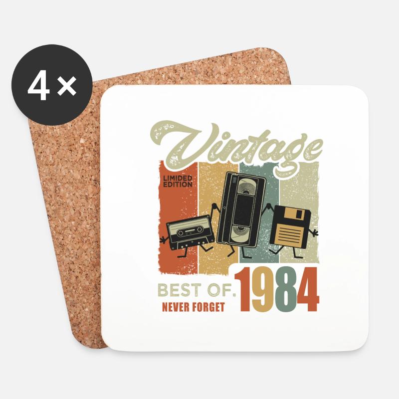 1984 Geschenk 1984 Vintage Retro Jubiläum Geschenk - Untersetzer (4er-Set) - Weiß