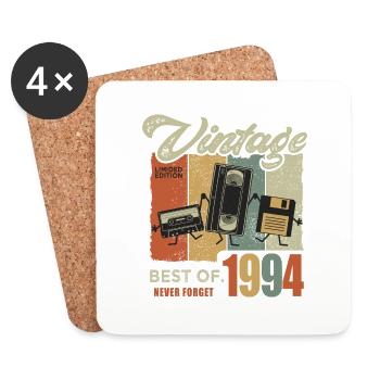 1994 Gift 1994 Vintage Retro Anniversary Gift - Coasters (set of 4) - white - Front