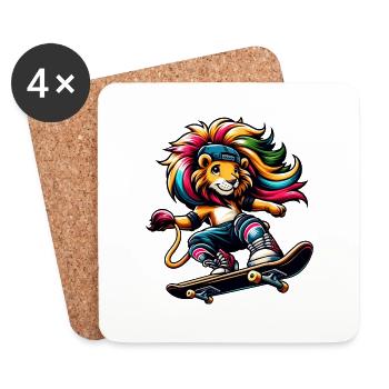 Freche Skater-Giraffe mit Skateboard - Untersetzer (4er-Set) - Weiß - Vorne