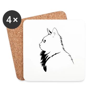 Katze, katzenmotiv - Untersetzer (4er-Set) - Weiß - Vorne