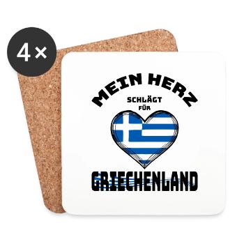 Mein Herz schlägt für Griechenland - Untersetzer (4er-Set) - Weiß - Vorne