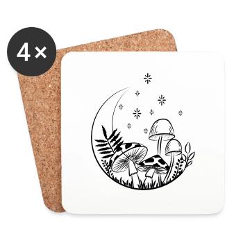 Champignons de nuit - Dessous de verre (lot de 4) - blanc - Devant