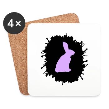 Éclaboussures de lapin - Dessous de verre (lot de 4) - blanc - Devant