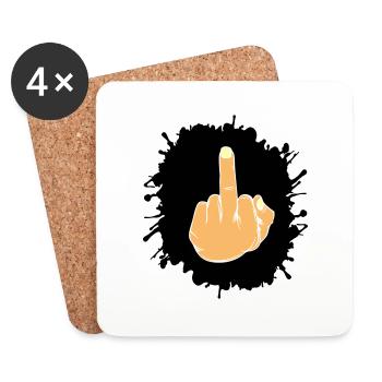 splatter mittelfinger - Untersetzer (4er-Set) - Weiß - Vorne
