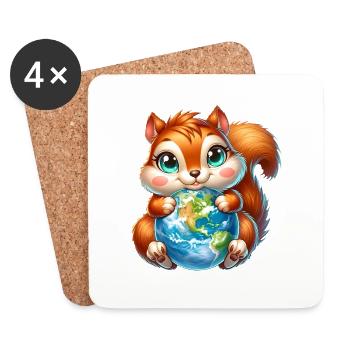Süßes Eichhörnchen Umweltschutz Erde - Untersetzer (4er-Set) - Weiß - Vorne