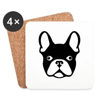 French Bulldog - Coasters (set of 4) - white - Front