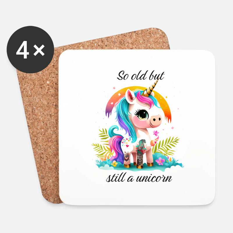 So alt aber immer noch ein unschuldiges Einhorn - Untersetzer (4er-Set) - Weiß