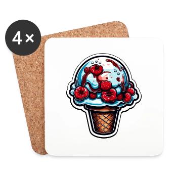 Eiscreme / Sorbet / Gelato / Sommer / Sonne - Untersetzer (4er-Set) - Weiß - Vorne