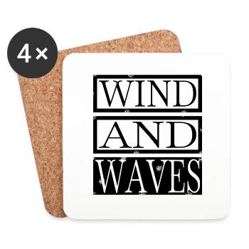 Cadeau Geek Cours de planche à voile Vent et vagues - Dessous de verre (lot de 4) - blanc - Devant