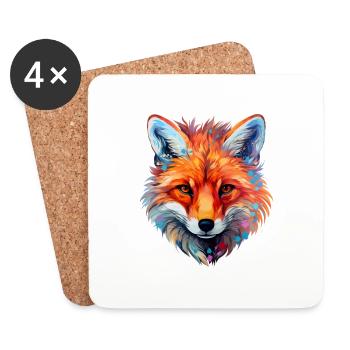 Fox head coloured - Coasters (set of 4) - white - Front