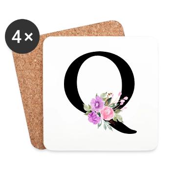 Lila Blumenbuchstabe Q - Untersetzer (4er-Set) - Weiß - Vorne
