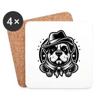 Chien de raie - Dessous de verre (lot de 4) - blanc - Devant