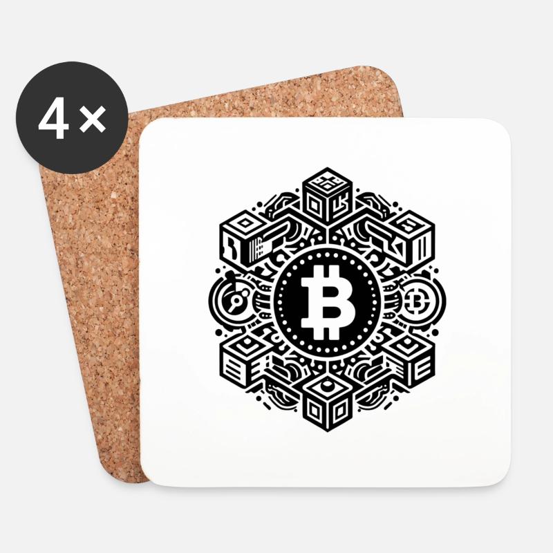 Crypto Bitcoin sont des blockchains de décentralisation - Dessous de verre (lot de 4) - blanc