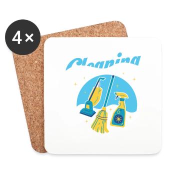 Cleaning Cleaner Housewife Housekeeping - Coasters (set of 4) - white - Front