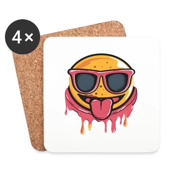 Pancakes Pfannkuchen mit Sonnenbrille Lustiges - Untersetzer (4er-Set) - Weiß - Vorne