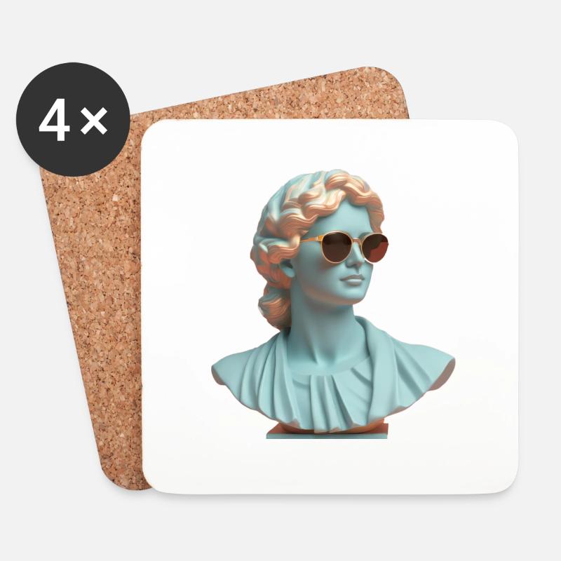 Statue römisch mit Sonnenbrille modern style art - Untersetzer (4er-Set) - Weiß