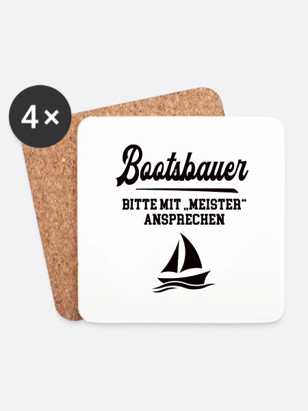 Bootsbauer Meister Prüfung Bestanden Bootsbau - Untersetzer (4er-Set) - Weiß