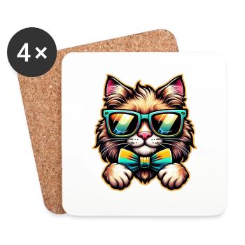 Katze süßes Kätzchen für Katzenliebhaber - Untersetzer (4er-Set) - Weiß - Vorne