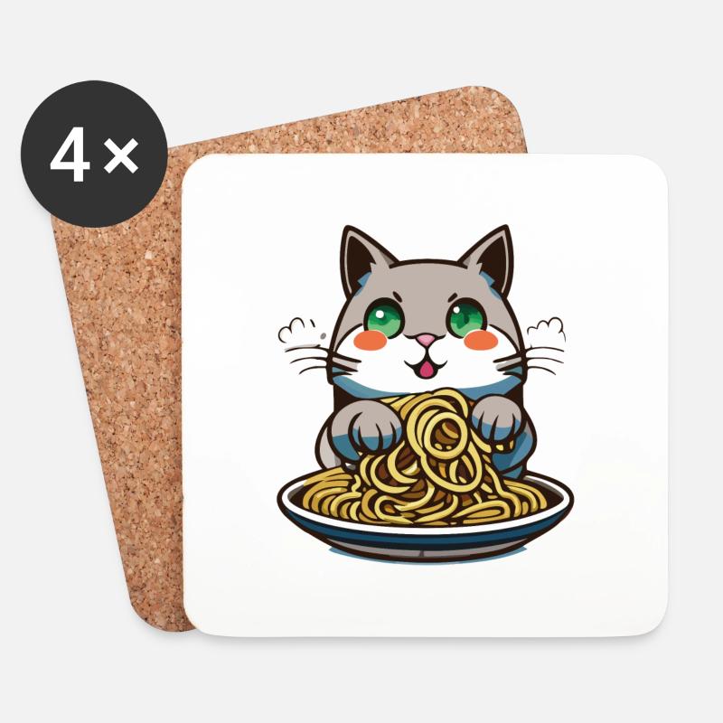 katze nudel - Untersetzer (4er-Set) - Weiß