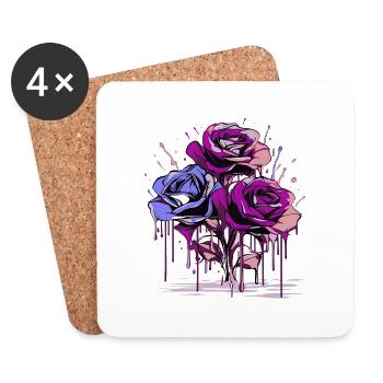 Flowers Women girl power design art female rose - Coasters (set of 4) - white - Front