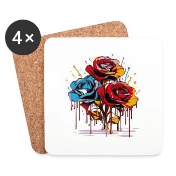 Flowers Women girl power design art female rose - Coasters (set of 4) - white - Front