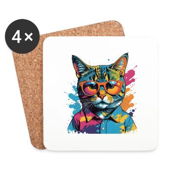 MADFOXX - CC-Cat - Coasters (set of 4) - white - Front