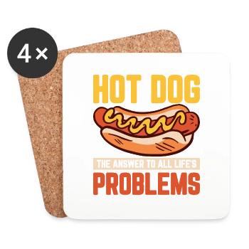 Hot Dog The Answer To All Life's Problems Hotdogs - Coasters (set of 4) - white - Front