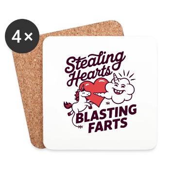 Voler des cœurs et faire exploser des pets - Dessous de verre (lot de 4) - blanc - Devant