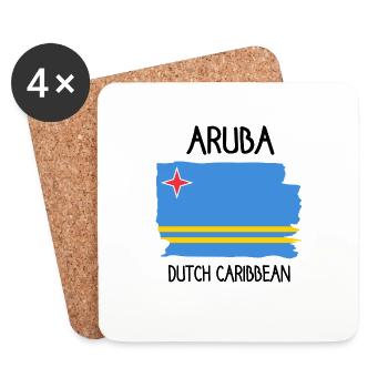 Aruba Flag - Dutch Caribbean - Caribbean - Coasters (set of 4) - white - Front