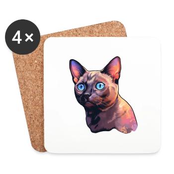 Burmese Cat - Coasters (set of 4) - white - Front